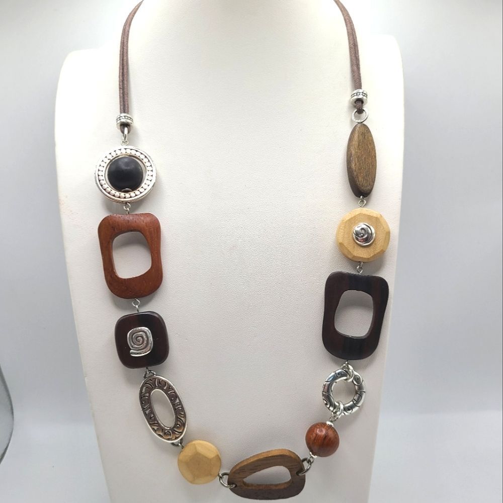 Brighton Wooden and Silver Toned Necklace